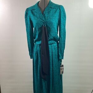 Vintage Breli Originals Dress Size 12 Green & Black Made in the USA New With Tag